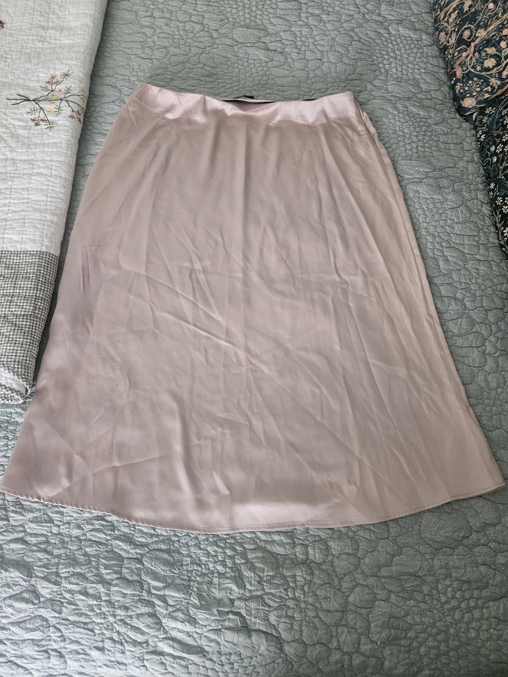 French Connection Blush Satin Midi Skirt